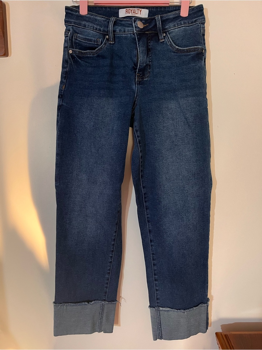Royalty For Me Dark Blue Cropped Cuffed Jeans